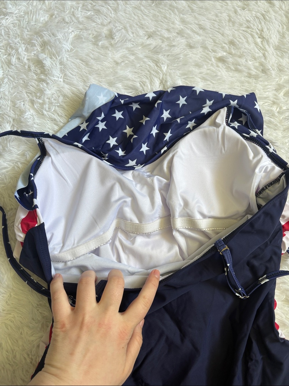New In Packaging American Flag Ruffle Front One Piece Swimsuit Size XXL - Picture 12 of 15